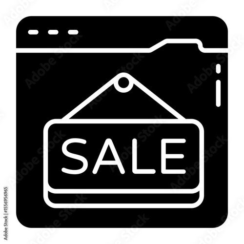 Conceptual solid design icon of sale board