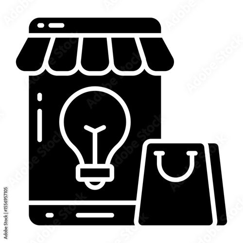 Creative shopping icon in solid design isolated on white background