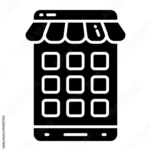 Editable design icon of mobile shop