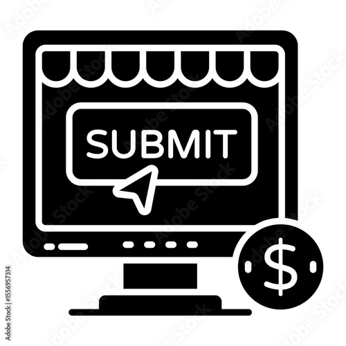 A solid design icon of order submit