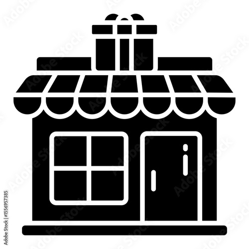 A solid design icon of gift shop