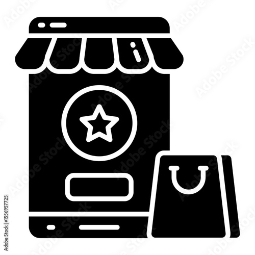 Solid design icon of shopping app