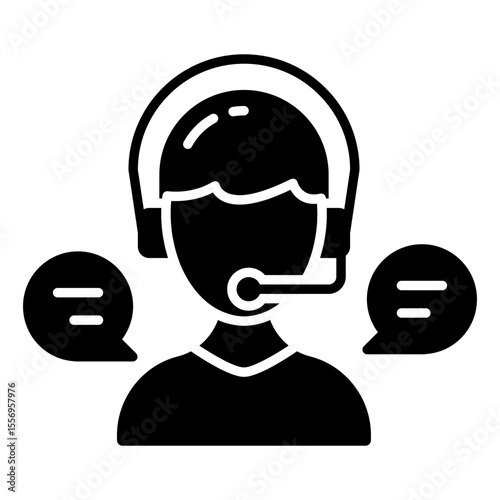 A filled design icon of customer service representative