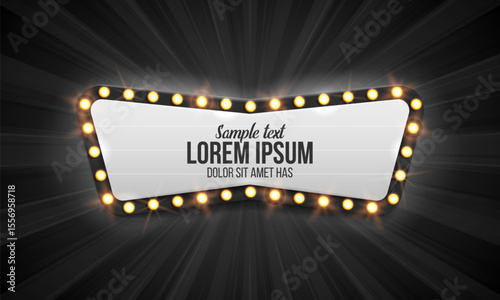 Shining retro billboard. Vintage bright sign board for your design. Vector illustration.