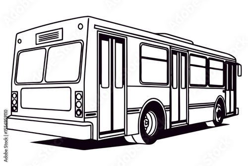 Public Bus Graphic Illustration on a Clean White Background