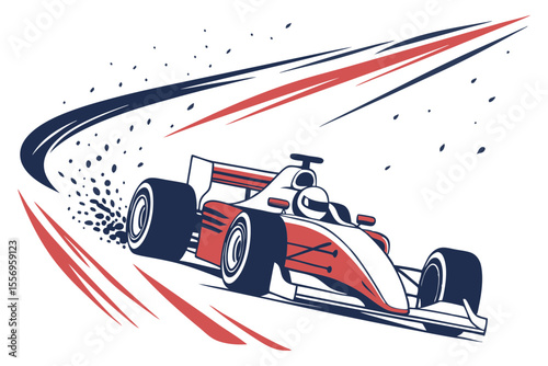 High-Speed Race Car Illustration with Track Dust Effect