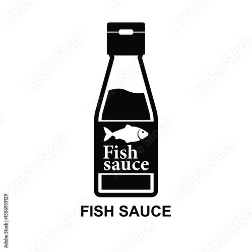 Fish sauce icon. Fish sauce in glass bottle isolated on background vector illustration.