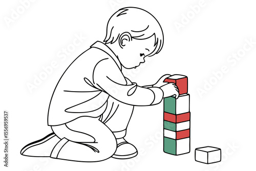 Cheerful Toddler in Motion on White Background