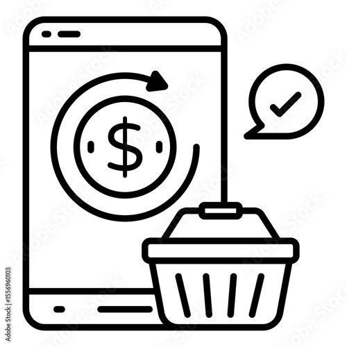 Dollar with reverse arrow denoting concept of cashback