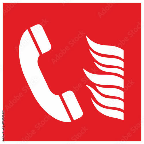 Fire Emergency Telephone Symbol Sign Isolate On White Background,Vector Illustration