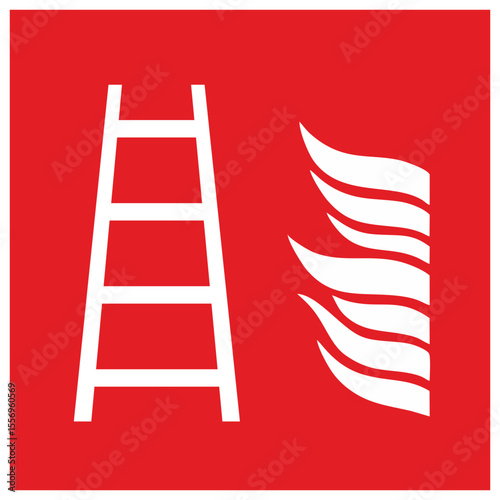 ISO 7010 registered safety signs fire equipment action emergency signs Fire ladder Pro Vector and Pro SVG