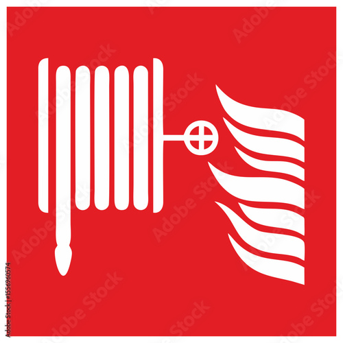 Fire Hose Reel Sign Symbol. Vector Illustration.