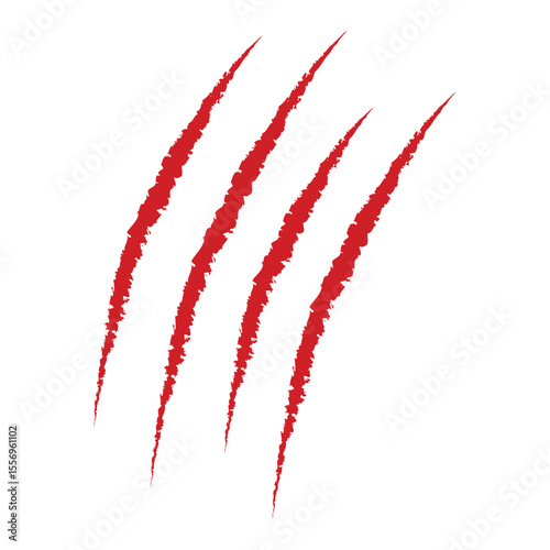 Claw scratch icon, vector silhouette, red claw scratch sign vector. Tiger, cat, bear, lion claw scratch icon, vector isolated on white background, vector illustration.