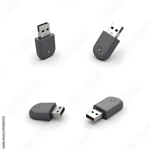 Set of USB flash drive icons Electronic Datum Data Portable Computer Memory Hardware Sleek Device Illustration