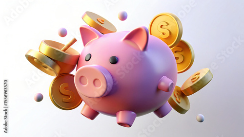 3D Piggy Bank with Coins – Financial Savings Concept
Pink Piggy Bank and Gold Coins – 3D Rendered Design