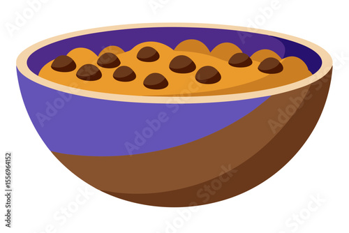 A bowl of cookie dough with chocolate chips isolated on a white background