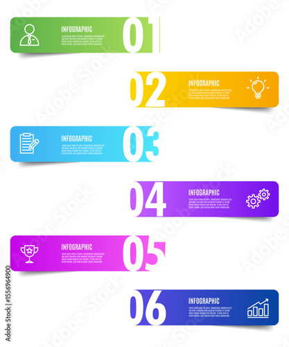 six step or timeline infographic template