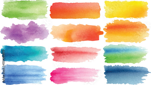 color full brush strokes and artistic ink splatters with smears and stains.  Multicolored splash watercolor blot 