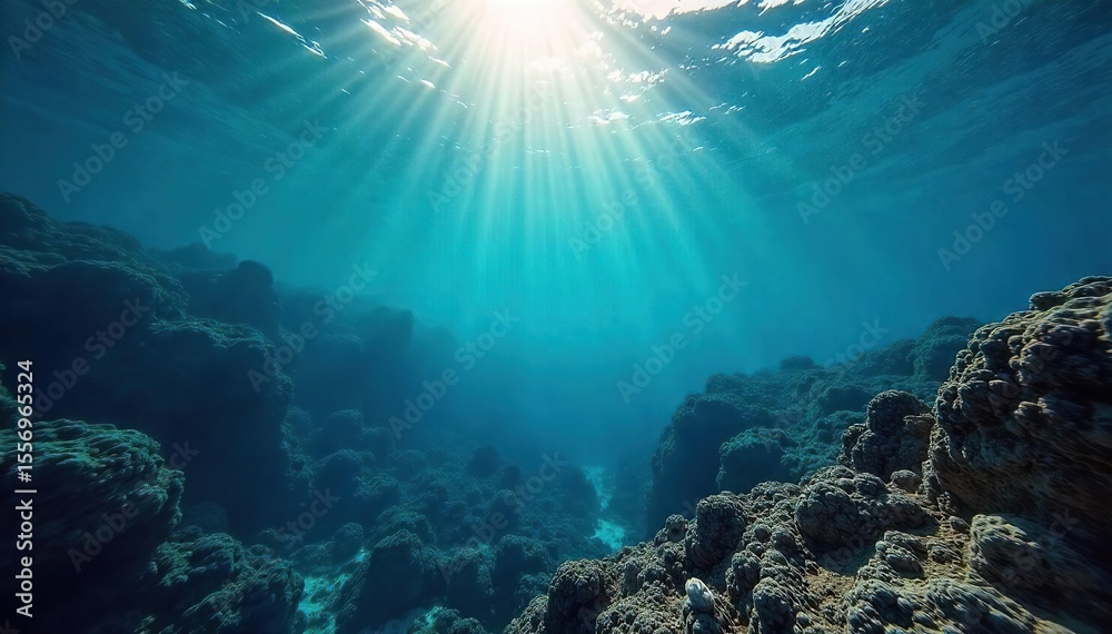 Obraz premium Sunlit Ocean Depths A Breathtaking View of Thriving Underwater Biodiversity