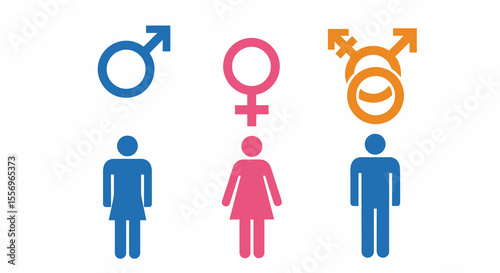 Gender Identity Symbols: Male, Female, and Transgender Pictograms