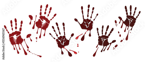 realistic bloody handprint marks dripping blood