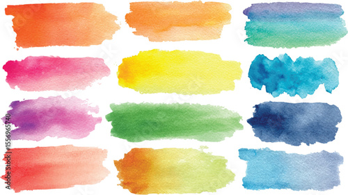 Vector collection of color full paint, brushes, ink brush stroke, line on white background.