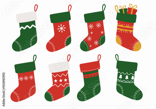Collection of Colorful Christmas Stockings Illustration