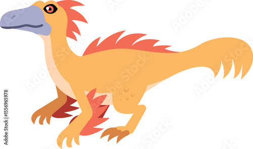 Colorful Cartoon Gallimimus Dinosaur Illustration