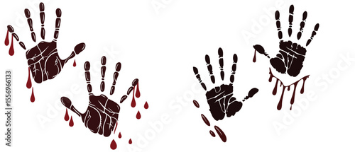 realistic bloody handprint marks dripping blood