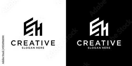 EH or HE initial letter logo design vector