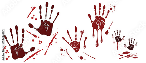 realistic bloody handprint marks dripping blood