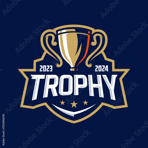Esports logo Champion trophy mascot for your elite team Free Vector