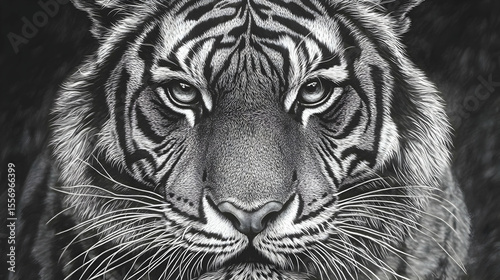 Tiger Head in Black and White