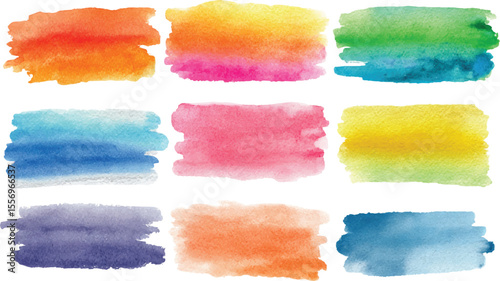 Color paint splatter. Spray paint blot element. Colorful, Set of vector brush strokes. Watercolor. Colorful abstract painted ink strokes set on watercolor paper. transparent background 