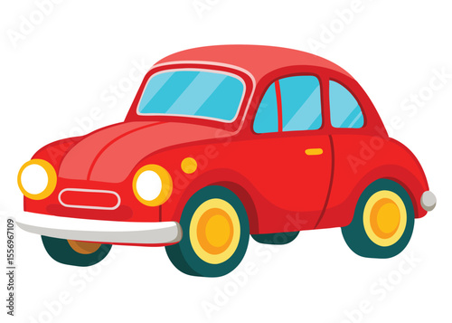 Toy Classic red automobile vehicle design, vintage car transport, isolated vector illustration