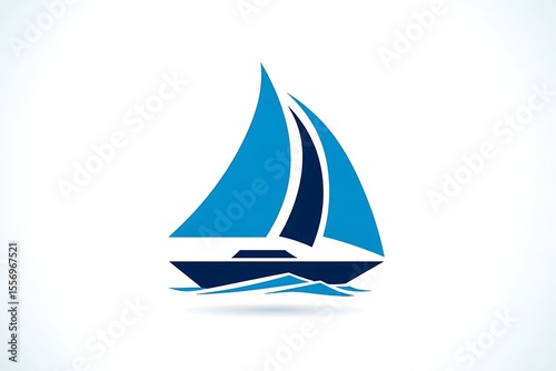 Blue sailboat vector illustration graphic design for travel and marine industry logo design template 100