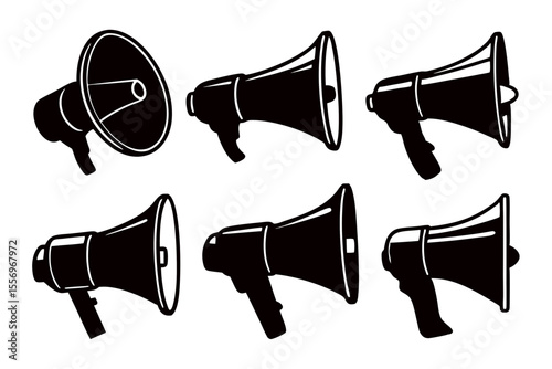 Loudspeaker silhouette vector pack in minimal black clean design