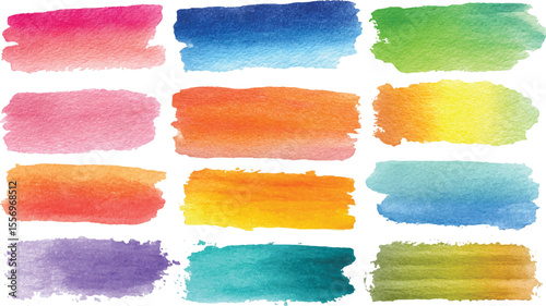 Colorful watercolor patch vector design transparent background