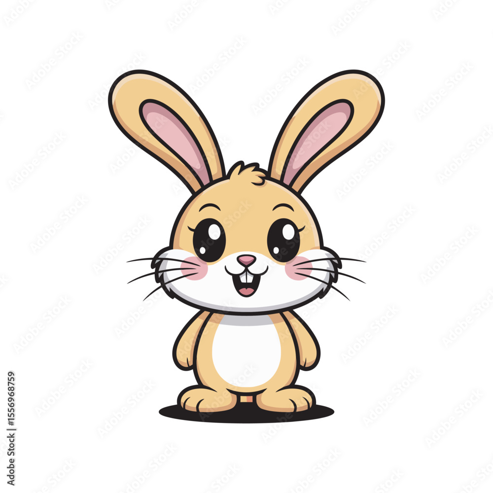 Cute Adorable Cartoon Bunny Illustration with Big Eyes and Smiling Face Perfect for Kids Merchandise Greeting Cards and Digital Art Prints Cute Adorable Cartoon Bunny Illustration with Big Eyes and Smiling Face Perfect for Kids Merchandise Greeting Cards and Digital Art Prints