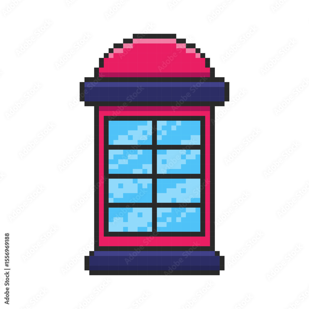 Obraz premium Pixel art Telephone Box game asset design