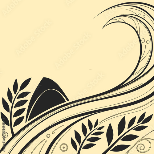 Stylish luxury background with fluid abstract waves in black and shimmering gold. Deep shadows and light flares enhance richness. Ideal for posters, banners, or luxury fashion ads