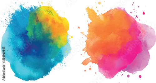 Colorful watercolor brush strokes vector. set of colorful paint splatter texture. Colorful vector watercolor brush strokes. Rainbow colors watercolor paint stains vector transparent background 