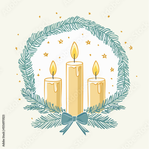 christmas card with candles