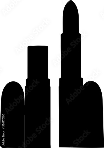 Black lipstick silhouettes with a classic shape. The image could represent cosmetics, beauty, or fashion industry icons.