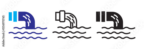 Waste water icon Graphic vector set for. Liquid Waste icon set multiple style collection