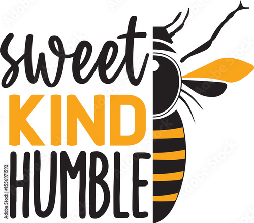 Honey Bee text logo with bee vector 