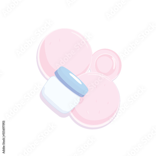 Nursing pads and nipple cream jar on white background, maternal care