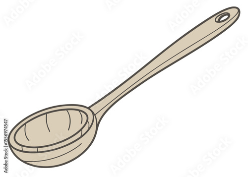 Wooden spoon utensil for cooking food preparation kitchenware equipment flat design vector illustration