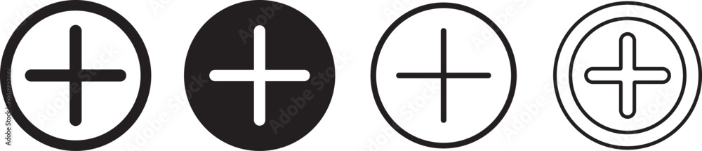 Fototapeta premium Plus sign black heart medical logo icon vector, Add create plus icon. Plus icon symbol, Minus icon, 