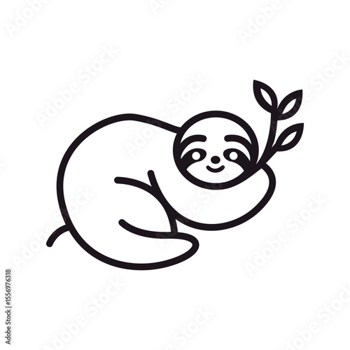 Sloth minimal vector symbol small royalty white